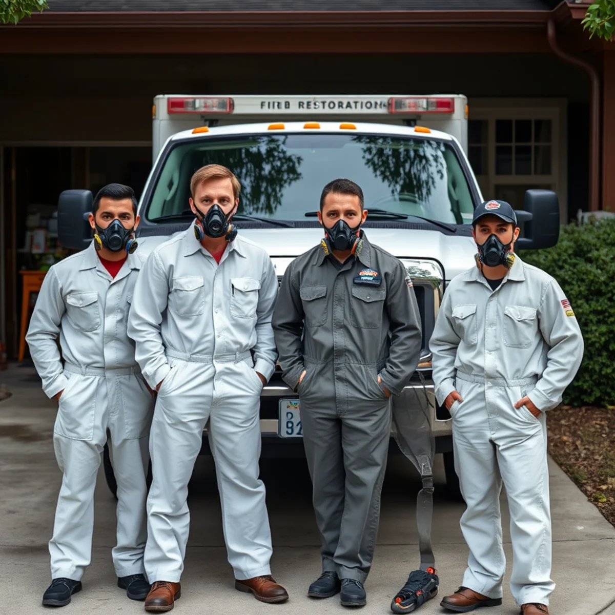 The Fire Damage Atlanta restoration team in front of a branded response vehicle