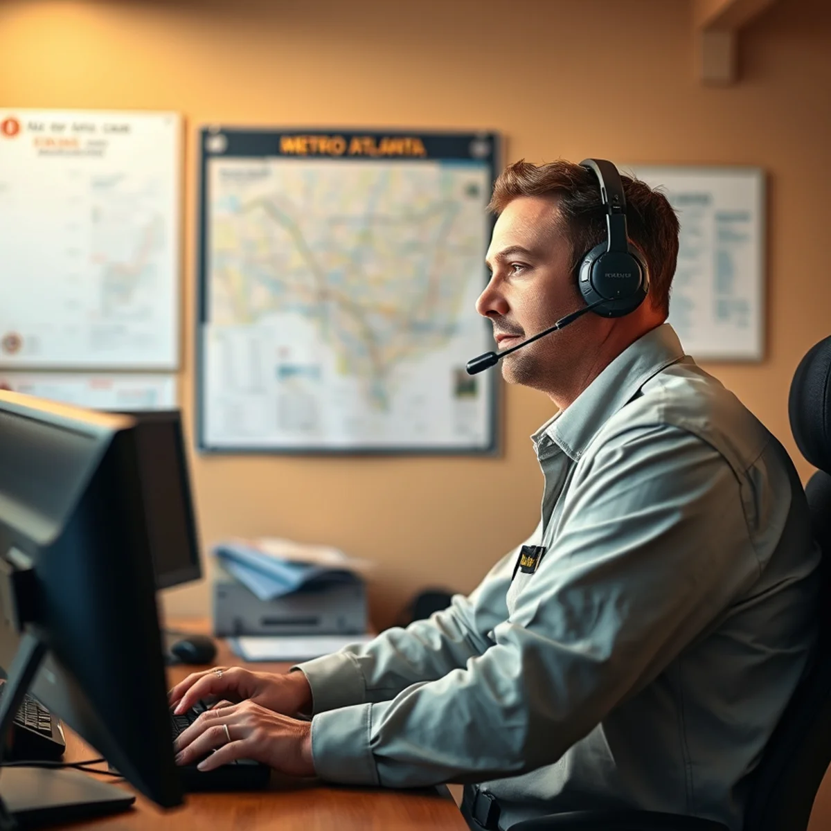 Fire Damage Atlanta dispatcher answering a 24/7 emergency restoration call